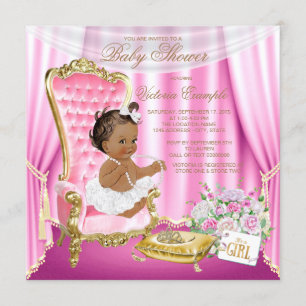 Invitation Chaise en or rose Fête bébé princesse ethnique per