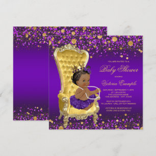 Invitation Chaise en or violet Fête de naissance de princesse