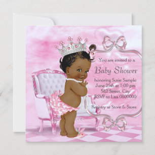Invitation Chaise rose élégante Baby Shower Afro-Américain