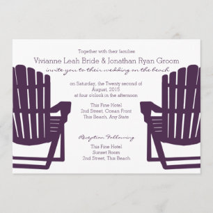Invitation Chaises de plage violettes Adirondack Mariage