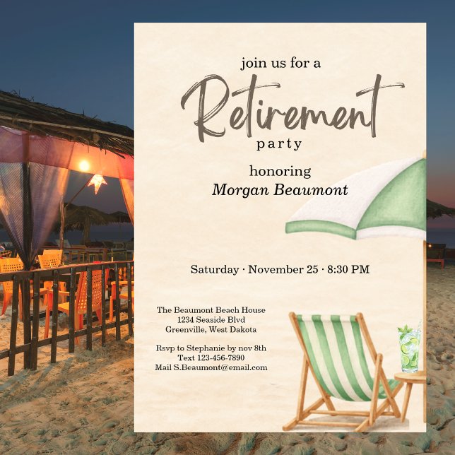 Invitation Chaises élégantes vertes de plage d'été Fête de re (Créateur téléchargé)