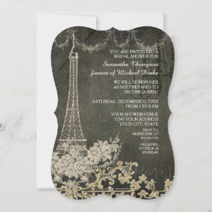 Invitation Chalboard Vintage Paris Fête des mariées parisienn