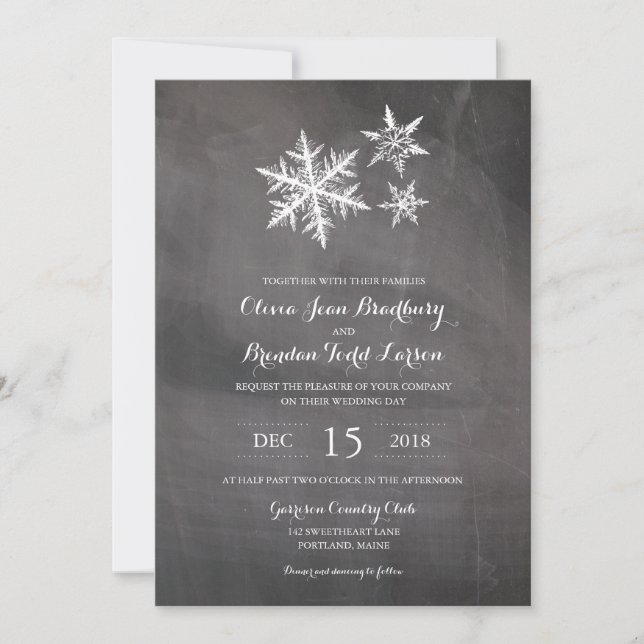 Invitation Chalet de snowflakes Frost d'hiver | MARIAGE (Devant)