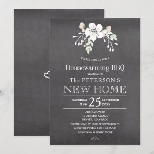 Invitation Chalet fleuri rustique maison chauffante barbecue