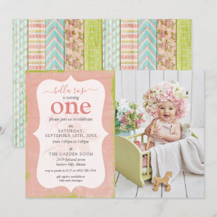 Invitation Chalet rose rose rose Bébé Fille Anniversaire Phot