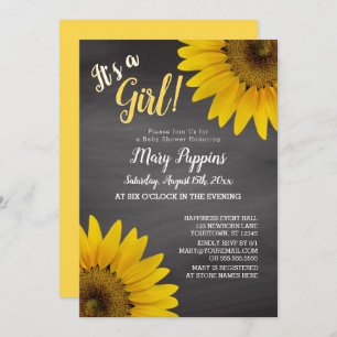 Invitation Chalet Sunflower Baby shower de la fille du jardin