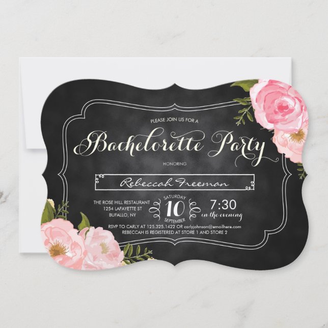 Invitation Chalet Vintage Rose moderne Bacherolette (Devant)