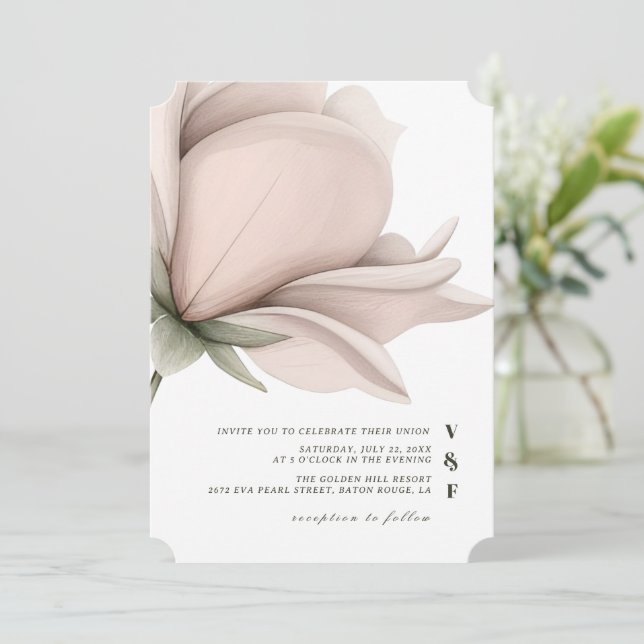 Invitation Chaleur d'hiver Single Big Floral Mariage (Debout devant)