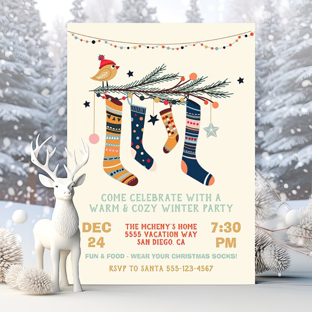 Invitation Chaleureux et douillets Chaussettes de Noël de fêt (Créateur téléchargé)