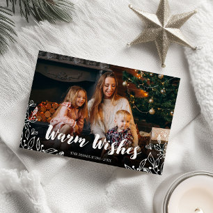 Invitation Chaleureux Souhaits mignons Feuillage d'hiver Phot