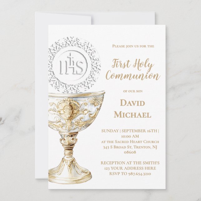 Invitation Chalice Host First Holy Communion (Devant)