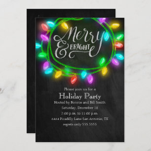 Invitation Chalk coloré Joyeux et lumières brillantes vacance