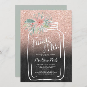 Invitation Chalk floral mason bocal parties scintillant douch