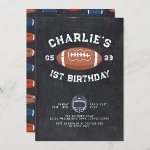 Invitation Chalkboard 1er anniversaire Football Party