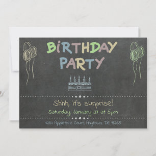 Invitation Chalkboard Anniversaire de fête Surprise