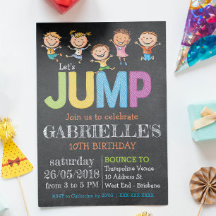 Invitation Chalkboard Anniversaire Trampoline Party Invitatio
