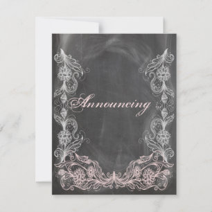 Invitation Chalkboard Antique Pink Floral Mariage Annonce