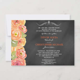 Invitation Chalkboard Automne Floral Aquarelle Mariage Invita