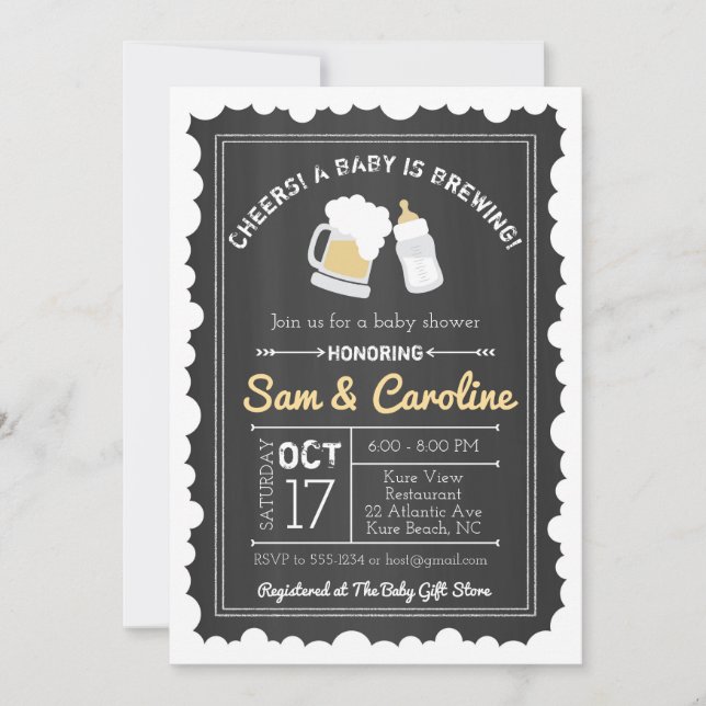 Invitation Chalkboard Baby brasse Baby shower, bulles (Devant)