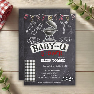 Invitation Chalkboard Baby-Q Grill Baby shower