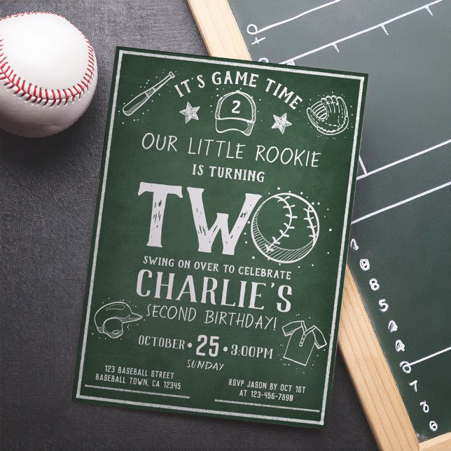 Invitation Chalkboard Baseball moderne Toute l'étoile 2e anni (Créateur téléchargé)