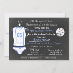 Invitation Chalkboard Basketball Lingerie Douche Bachelorette