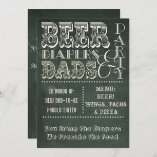 Invitation Chalkboard Bières Diapositives et Baby shower DADS