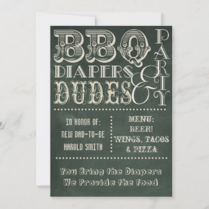 Invitation Chalkboard Bières Diapositives et Baby shower DUDE