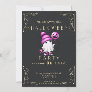 Invitation Chalkboard Black & Gold Ghost Casquettes chauves-s