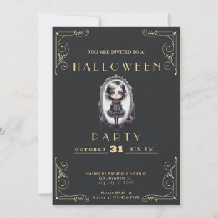 Invitation Chalkboard Black & Gold Gothique Victorien Hallowe