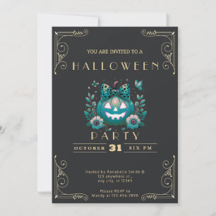 Invitation Chalkboard Black & Gold Jack-O' Lantern Halloween