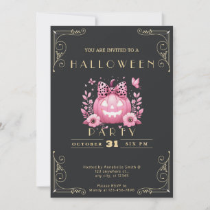 Invitation Chalkboard Black & Gold Jack-O' Lantern Halloween