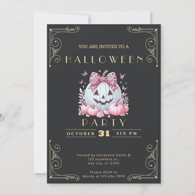 Invitation Chalkboard Black & Gold Jack-O' Lantern Halloween (Devant)