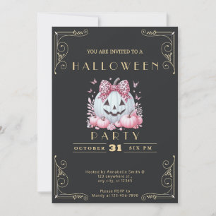 Invitation Chalkboard Black & Gold Jack-O' Lantern Halloween