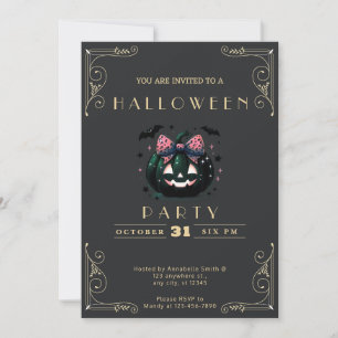 Invitation Chalkboard Black & Gold Jack-O' Lantern Halloween