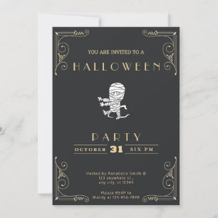 Invitation Chalkboard Black & Gold Running maman Halloween