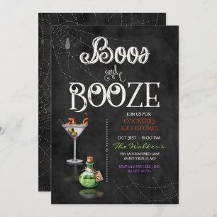 Invitation Chalkboard Boos & Booze Halloween Cocktail Party