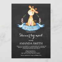 Chalkboard Boy Giraffe Baby shower par la poste
