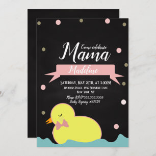 Invitation Chalkboard Canard Aquatic Faux Gold Baby shower