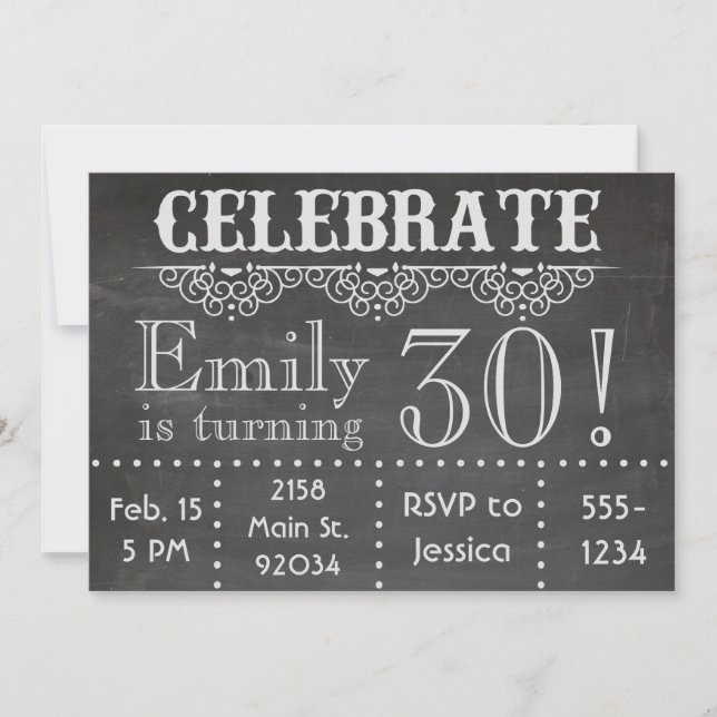 Invitation Chalkboard : Célébrer (Devant)