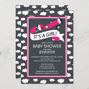 Invitation Chalkboard C'est une fille ! Baby shower des fille