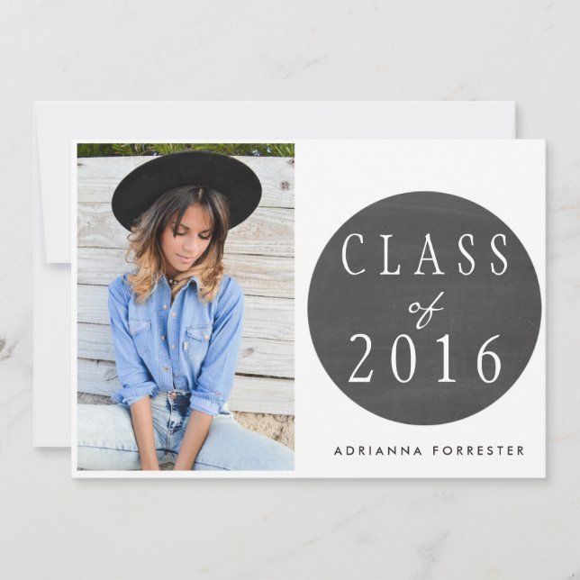 Invitation Chalkboard Class Of 2016 Graduation Party Photo (Devant)