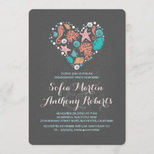 Invitation Chalkboard coeur jolie plage