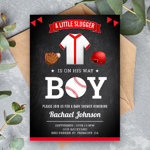 Invitation Chalkboard Cute Sports Boy Baseball Baby shower