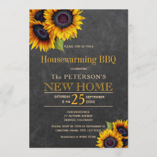 Invitation Chalkboard de tournesol automne au foyer