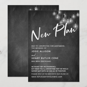 Invitation Chalkboard Edison Lights Nouveau plan Mariage reta