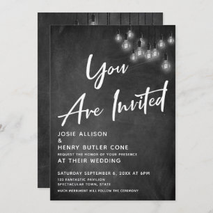 Invitation Chalkboard Edison Lights Vous Êtes Invité Mariage