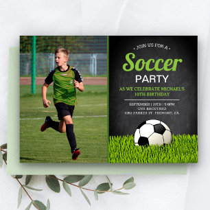 Invitation Chalkboard Enfants Football Anniversaire Photo