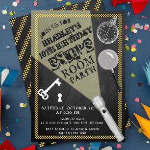 Invitation Chalkboard Escape Room Party Tout âge Anniversaire