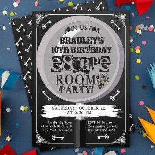 Invitation Chalkboard Escape Room Party Tout âge Anniversaire